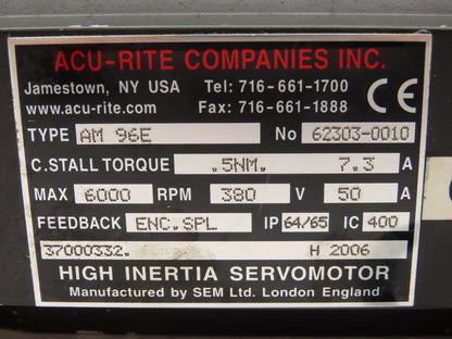 Acu-Rite AM96E 37000332 AC Servo Motor 380V 6000 RPM .5Nm  IP65
