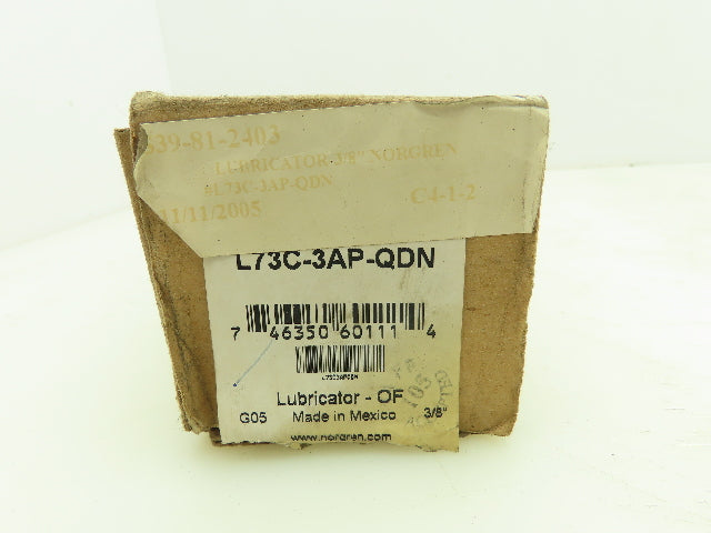 Norgren L73C-3AP-QDN Lubricator 250 PSIG 17 Bar Manual Drain 3/8" NPT