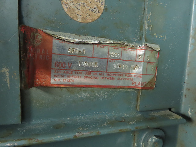 General Electric AFS-1 GE Armor Clad 10' Busway 1200A 600V Tap Box 3 Pole 3 Wire
