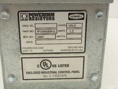 Hubbell PF125R400W-UL Braking Resistor 400W 1.2A 125.0 OHMS