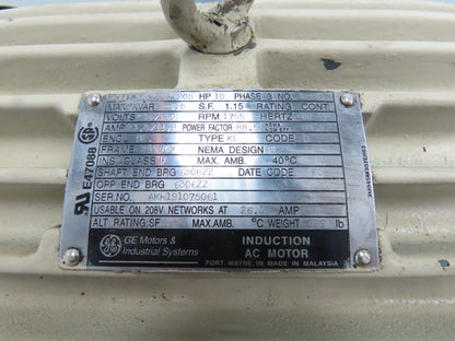General Electric 5KE215KC205 AC Motor 10HP 1755 RPM 3PH 230/460V Frame 215TCY