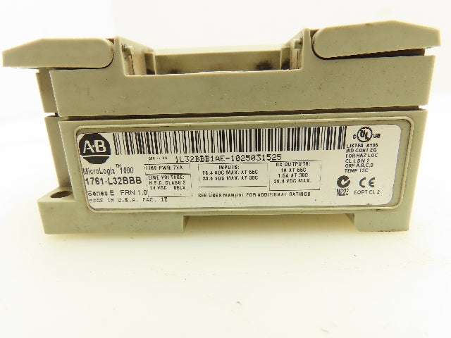 Allen Bradley 1761-L32BBB MicroLogix 1000 CPU Module 32 Point PLC Ser E FRN 1.0