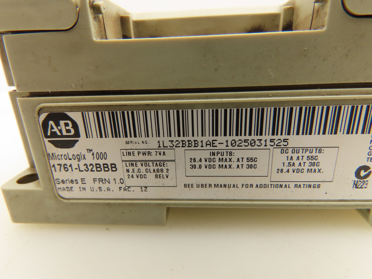 Allen Bradley 1761-L32BBB MicroLogix 1000 CPU Module 32 Point PLC Ser E FRN 1.0