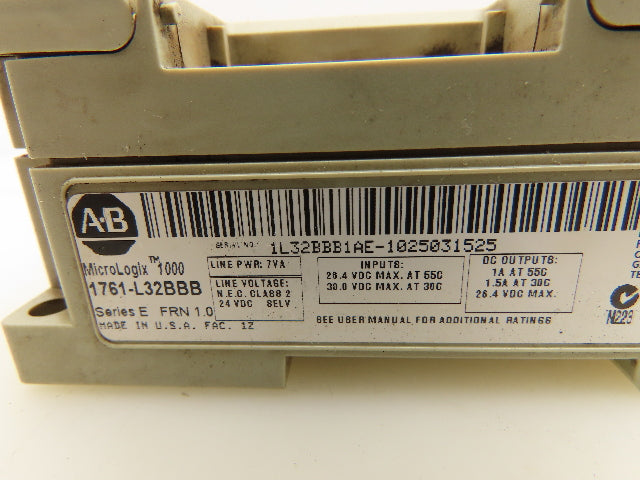 Allen Bradley 1761-L32BBB MicroLogix 1000 CPU Module 32 Point PLC Ser E FRN 1.0