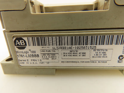 Allen Bradley 1761-L32BBB MicroLogix 1000 CPU Module 32 Point PLC Ser E FRN 1.0