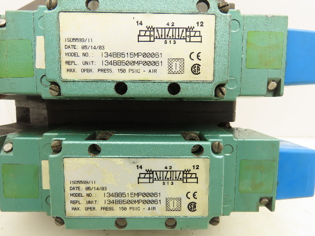 Numatics 134BB515MP00061 Directional Control Solenoid Valve Pneumatic Lot of 2