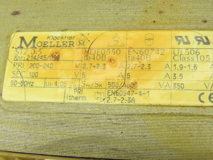 Klockner Moeller STZ 0.5 Control Transformer 200-240V Primary 100V Sec 500VA