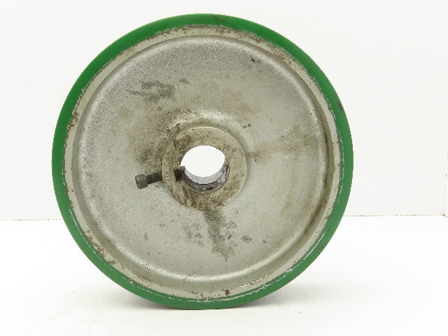 Trew 12x3" Duralast Green Polyurethane Cast Iron Wheel 1-15/16" Keyed Bore