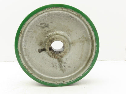 Trew 12x3" Duralast Green Polyurethane Cast Iron Wheel 1-15/16" Keyed Bore