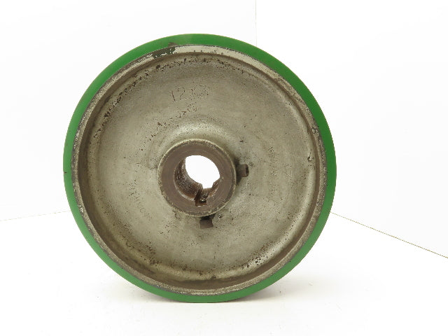 Trew 12x3" Duralast Green Polyurethane Cast Iron Wheel 1-15/16" Keyed Bore