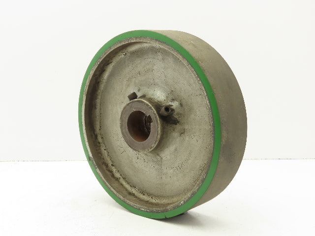 Trew 12x3" Duralast Green Polyurethane Cast Iron Wheel 1-15/16" Keyed Bore