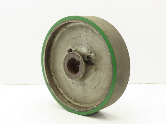 Trew 12x3" Duralast Green Polyurethane Cast Iron Wheel 1-15/16" Keyed Bore