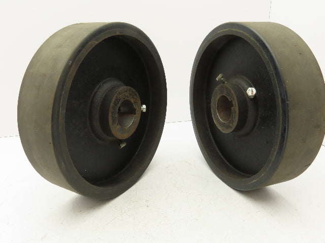12x3" Black Rubber Cast Iron Wheel 1-15/16" Keyed Bore  Lot of 2