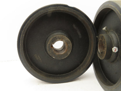 12x3" Black Rubber Cast Iron Wheel 1-15/16" Keyed Bore  Lot of 2