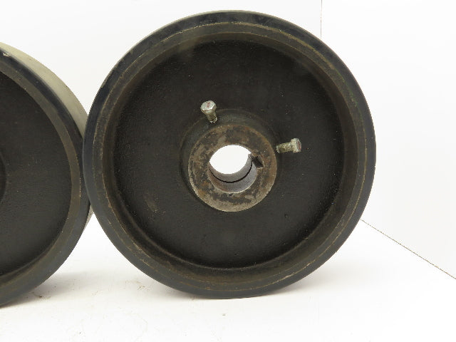 12x3" Black Rubber Cast Iron Wheel 1-15/16" Keyed Bore  Lot of 2