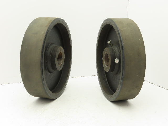 12x3" Black Rubber Cast Iron Wheel 1-15/16" Keyed Bore  Lot of 2