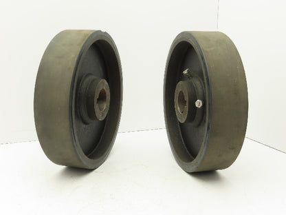 12x3" Black Rubber Cast Iron Wheel 1-15/16" Keyed Bore  Lot of 2