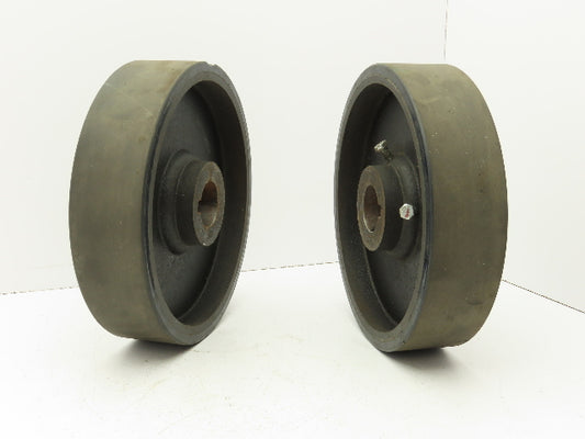 12x3" Black Rubber Cast Iron Wheel 1-15/16" Keyed Bore  Lot of 2