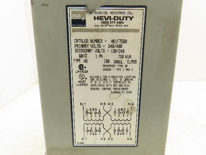 EGS HS1F750B Hevi-Duty Transformer 0.75 KVA 1Ph HV 240/480V LV 120/240V