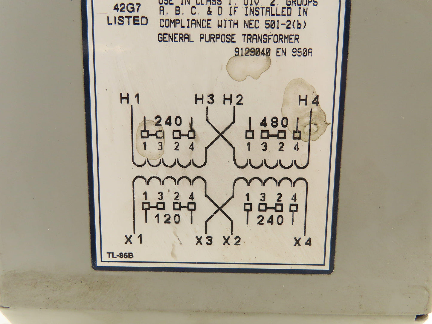 EGS HS1F750B Hevi-Duty Transformer 0.75 KVA 1Ph HV 240/480V LV 120/240V