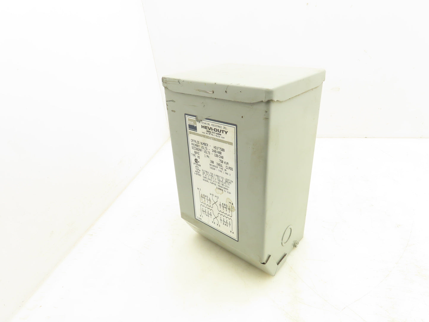 EGS HS1F750B Hevi-Duty Transformer 0.75 KVA 1Ph HV 240/480V LV 120/240V