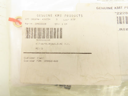 KMT 20422228 Actuator Repair Kit Pneumatic Valve Includes Spring Seal And O Ring