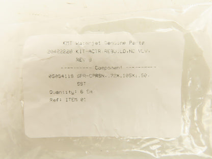 KMT 20422228 Actuator Repair Kit Pneumatic Valve Includes Spring Seal And O Ring