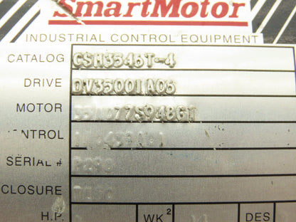 Baldor CSM3546T-4 Inverter Drive Smart Motor 1Hp 1800/3500 RPM 460V 3PH 143TC