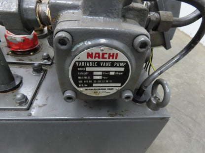 Nachi VDS-0B-1A2-10 Hydraulic Power Unit 3.94 GPM 507 PSI Variable Vane 220V 3Ph