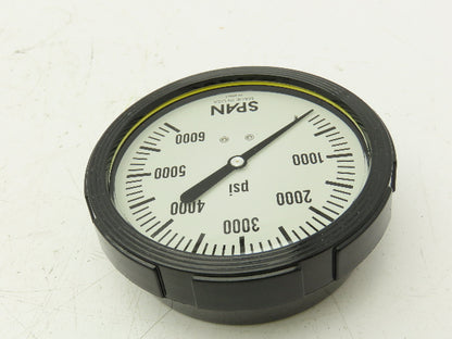 Span LFS312-6000-PSI-G Pressure Gauge 0-6000 PSI 1/2"NPT Bottom Mount