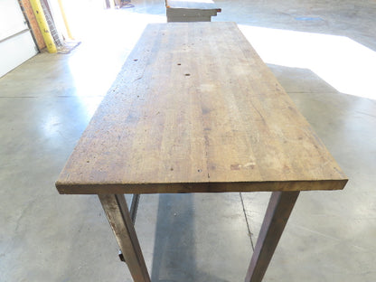 Industrial Butcher Block Top Workbench Table 72"W 30"D 46"H Heavy Steel Legs