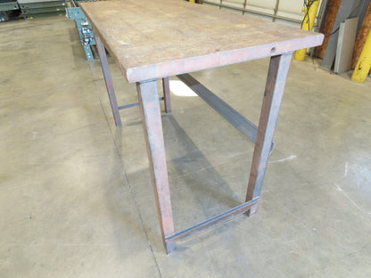Industrial Butcher Block Top Workbench Table 72"W 30"D 46"H Heavy Steel Legs
