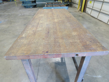 Industrial Butcher Block Top Workbench Table 72"W 30"D 46"H Heavy Steel Legs