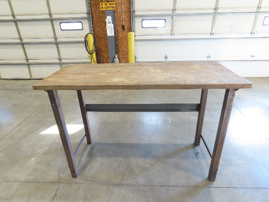 Industrial Butcher Block Top Workbench Table 72"W 30"D 46"H Heavy Steel Legs