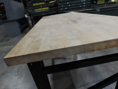 Industrial Butcher Block Top Workbench Table 68"W 30"D 40"H