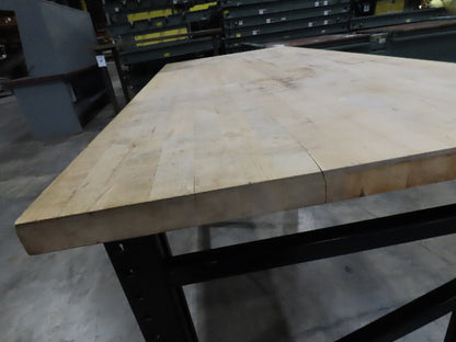 Industrial Butcher Block Top Workbench Table 68"W 30"D 40"H