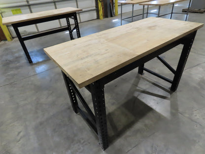 Industrial Butcher Block Top Workbench Table 68"W 30"D 40"H