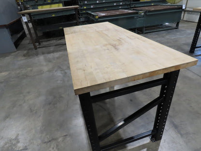 Industrial Butcher Block Top Workbench Table 68"W 30"D 40"H