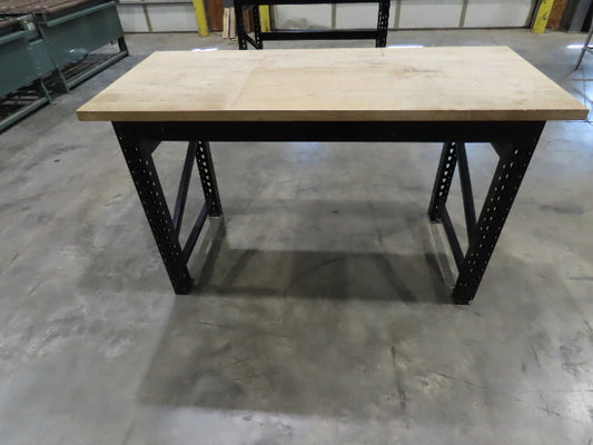 Industrial Butcher Block Top Workbench Table 68"W 30"D 40"H