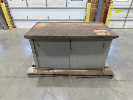 Industrial Butcher Block Top Workbench 2-Door Cabinet Workstation 60"W 30"D 36"H