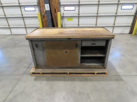 Industrial Butcher Block Top Workbench 2-Door Cabinet Workstation 72"W 29"D 36"H