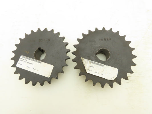 Martin 50B24F Sprocket Welded B Hub 24 Teeth 1" Bore With Set Screws Lot of 2
