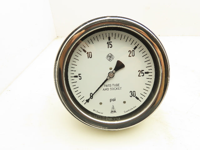 McDaniel BBP 6" Stainless Pneumatic Air Pressure Gauge 0-30 PSI 1/4"NPT Panel Mt