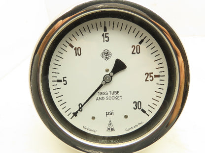 McDaniel BBP 6" Stainless Pneumatic Air Pressure Gauge 0-30 PSI 1/4"NPT Panel Mt