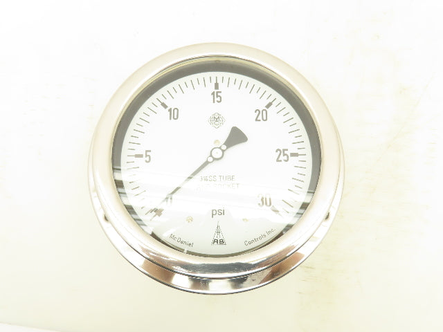 McDaniel BBP 6" Stainless Pneumatic Air Pressure Gauge 0-30 PSI 1/4"NPT Panel Mt