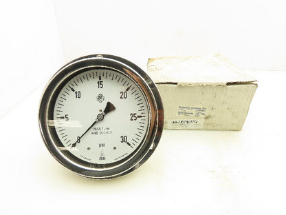 McDaniel BBP 6" Stainless Pneumatic Air Pressure Gauge 0-30 PSI 1/4"NPT Panel Mt