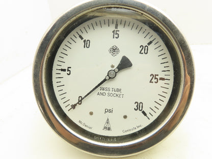 McDaniel 6" Stainless Pneumatic Air Pressure Gauge 0-30 PSI 1/4"NPT Panel Mount