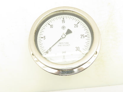 McDaniel 6" Stainless Pneumatic Air Pressure Gauge 0-30 PSI 1/4"NPT Panel Mount