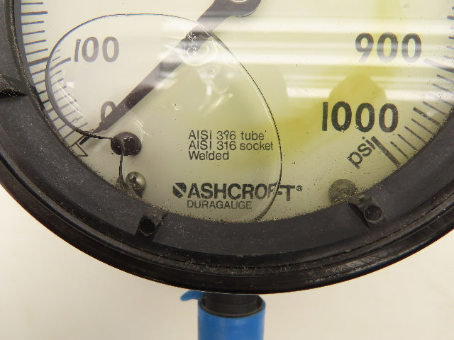 Ashcroft Cole Palmer DuraGauge Liquid Filled High Pressure Gauge 0-1000 PSI