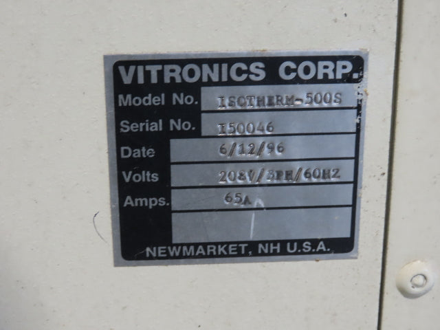 Vitronics ISOTHERM-500S Circuit Board Solder Reflow Oven 20" Belt Conveyor